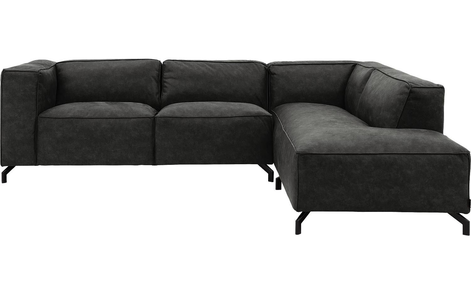 Goossens Bank Calvin grijs, micro leer, 2,5-zits, modern design met ligelement rechts