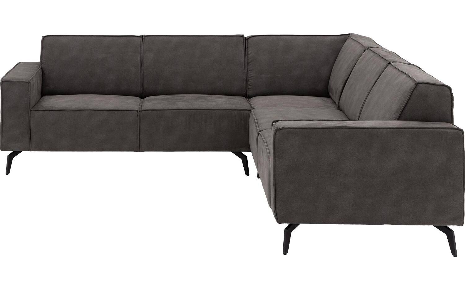 Goossens Hoekbank Hercules donkergrijs, microvezel, 2-zits, modern design